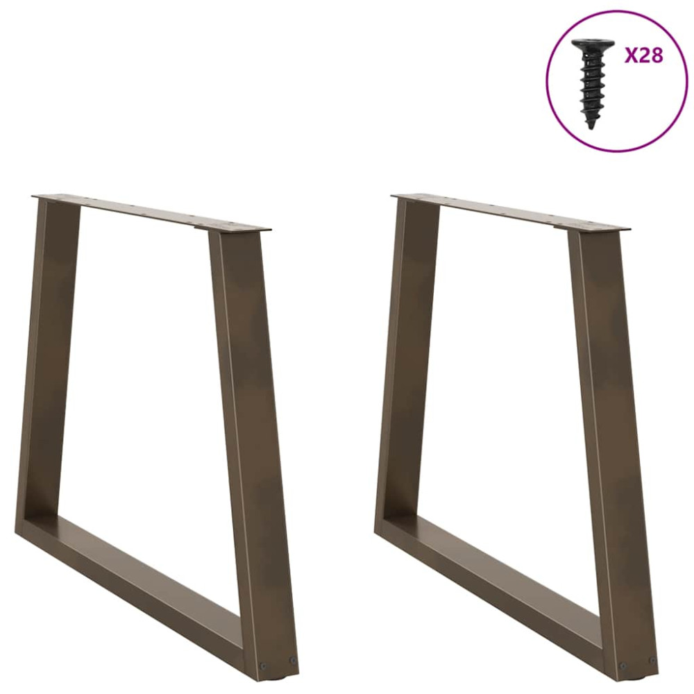 Produktbild för Matbordsben V-formade 2 st naturstål 100x(72-73,3) cm stål