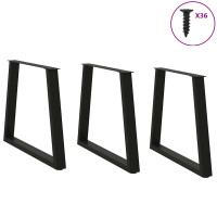 Produktbild för Matbordsben V-formade 3 st svarta 70x(72-73,3) cm stål