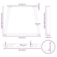 Produktbild för Matbordsben V-formade 3 st antracit 70x(72-73,3) cm stål