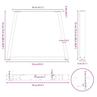 Produktbild för Matbordsben V-formade 3 st naturstål 70x(72-73,3) cm stål