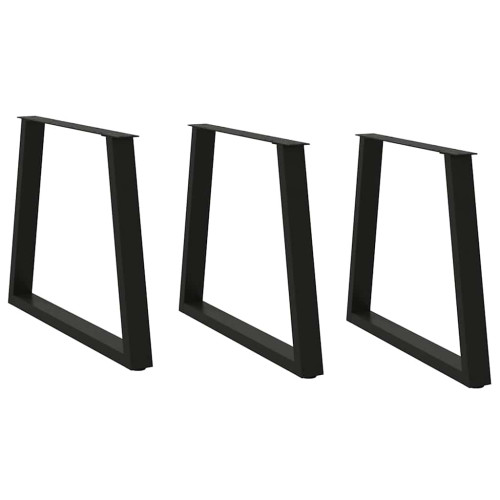 vidaXL Matbordsben V-formade 3 st svarta 80x(72-73,3) cm stål
