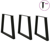 Produktbild för Matbordsben V-formade 3 st svarta 80x(72-73,3) cm stål