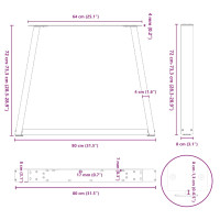 Produktbild för Matbordsben V-formade 3 st vita 80x(72-73,3) cm stål