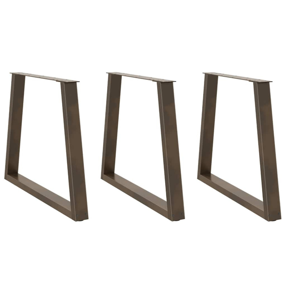 Produktbild för Matbordsben V-formade 3 st naturstål 80x(72-73,3) cm stål