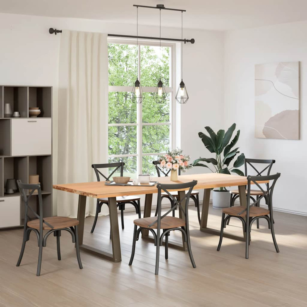 Produktbild för Matbordsben V-formade 3 st naturstål 80x(72-73,3) cm stål