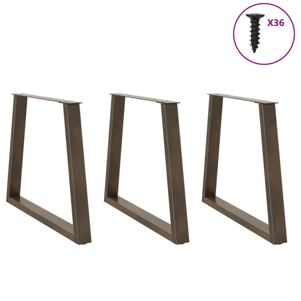 Produktbild för Matbordsben V-formade 3 st naturstål 80x(72-73,3) cm stål