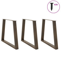 Produktbild för Matbordsben V-formade 3 st naturstål 80x(72-73,3) cm stål