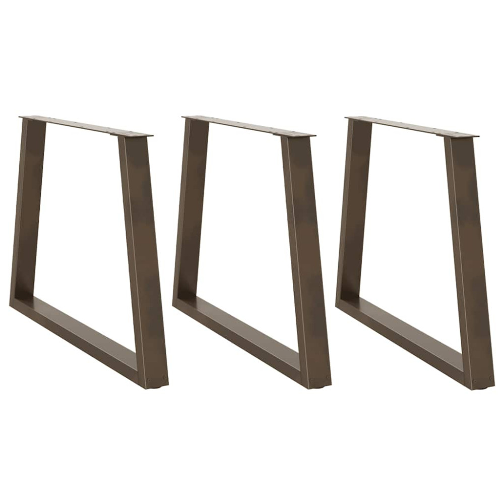 Produktbild för Matbordsben V-formade 3 st naturstål 90x(72-73,3) cm stål