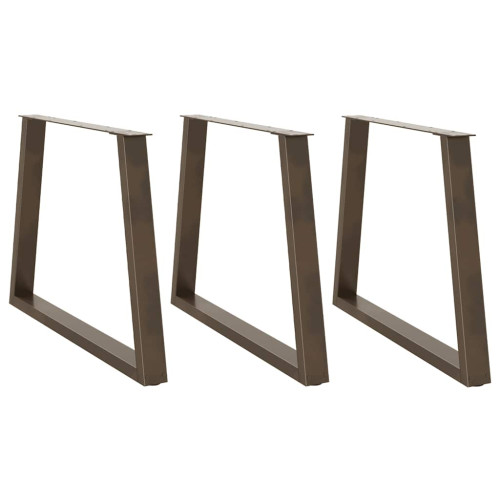 vidaXL Matbordsben V-formade 3 st naturstål 90x(72-73,3) cm stål