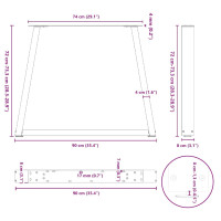 Produktbild för Matbordsben V-formade 3 st naturstål 90x(72-73,3) cm stål