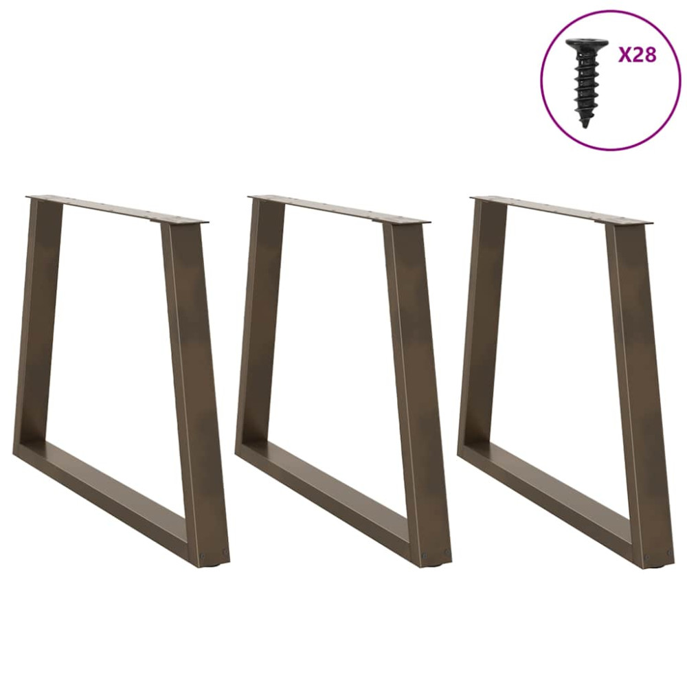 Produktbild för Matbordsben V-formade 3 st naturstål 90x(72-73,3) cm stål