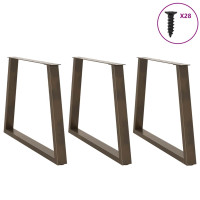 Produktbild för Matbordsben V-formade 3 st naturstål 90x(72-73,3) cm stål