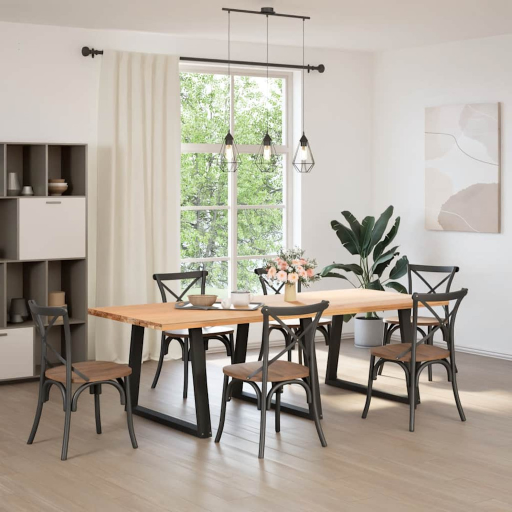 Produktbild för Matbordsben V-formade 3 st svarta 100x(72-73,3) cm stål