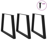 Produktbild för Matbordsben V-formade 3 st svarta 100x(72-73,3) cm stål