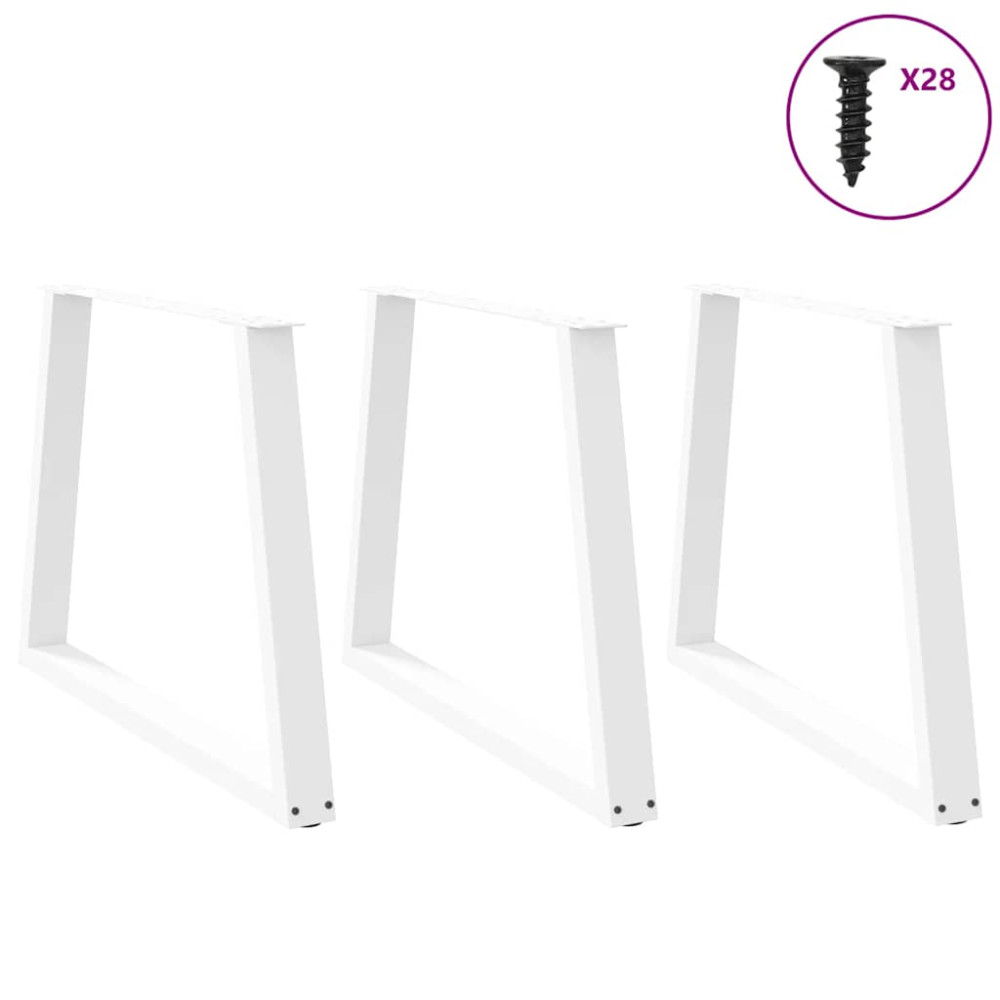 Produktbild för Matbordsben V-formade 3 st vita 100x(72-73,3) cm stål
