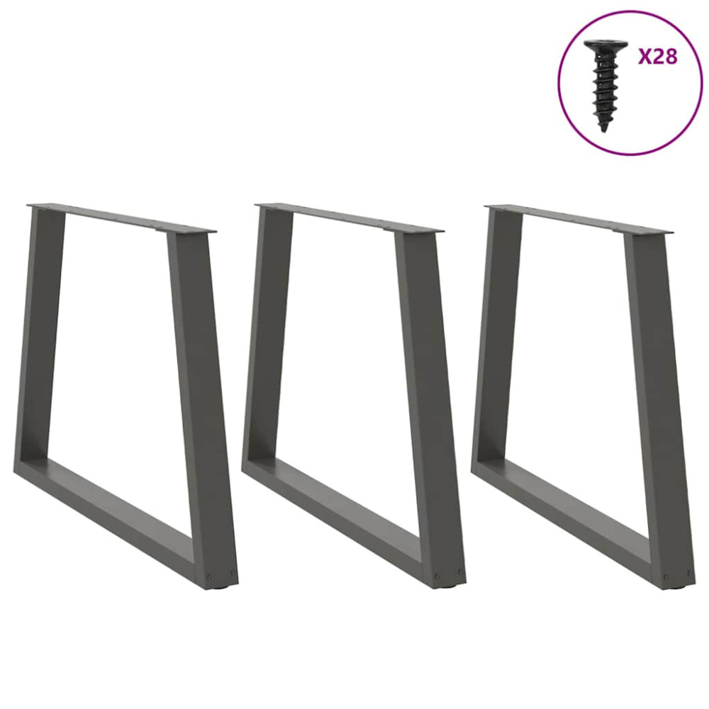 Produktbild för Matbordsben V-formade 3 st antracit 100x(72-73,3) cm stål
