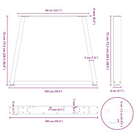 Produktbild för Matbordsben V-formade 3 st antracit 100x(72-73,3) cm stål