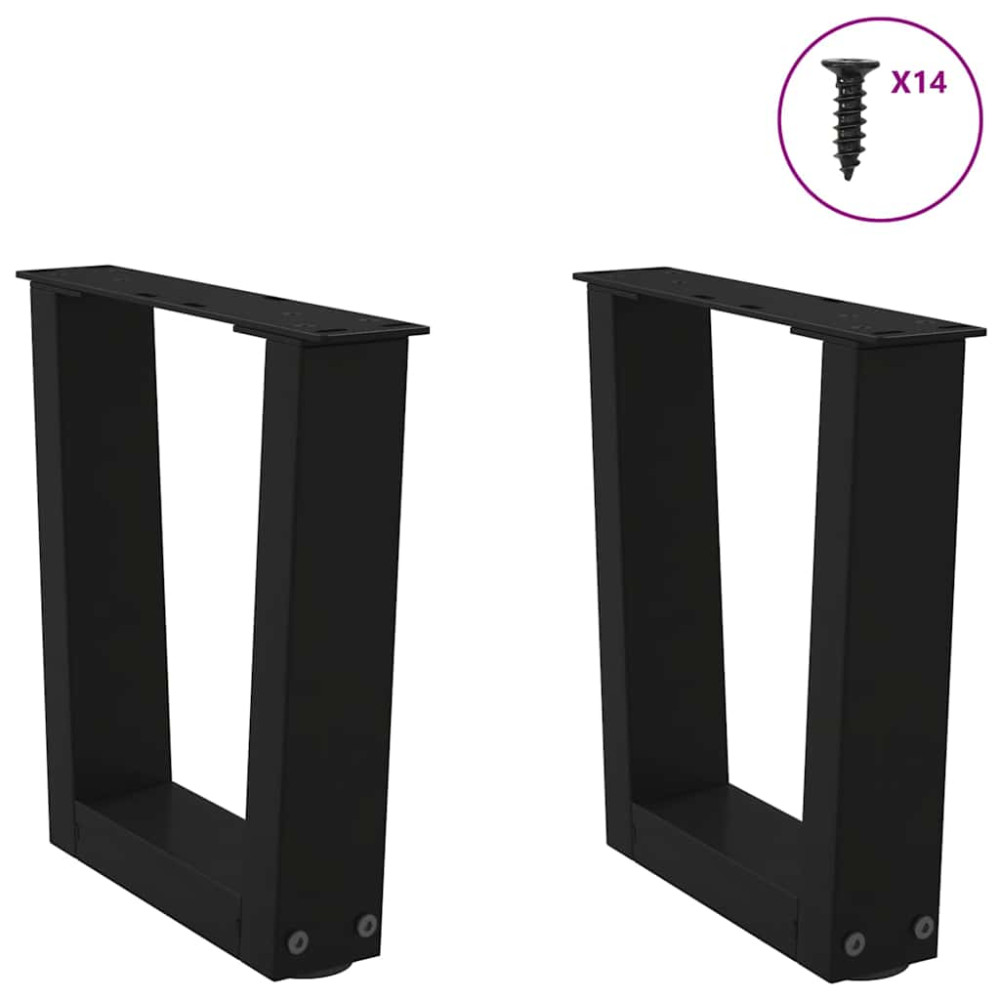 Produktbild för Soffbordsben V-formade 2 st svarta 30x(30-31,3) cm stål