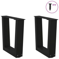 Produktbild för Soffbordsben V-formade 2 st svarta 30x(30-31,3) cm stål