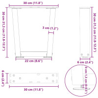 Produktbild för Soffbordsben V-formade 2 st svarta 30x(30-31,3) cm stål