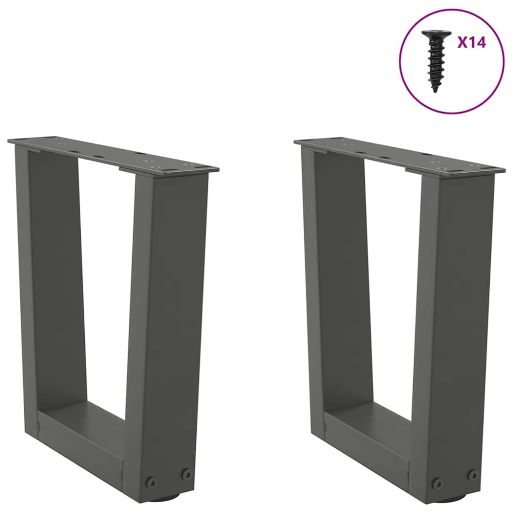Produktbild för Soffbordsben V-formade 2 st antracit 30x(30-31,3) cm stål