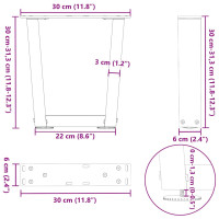 Produktbild för Soffbordsben V-formade 2 st antracit 30x(30-31,3) cm stål