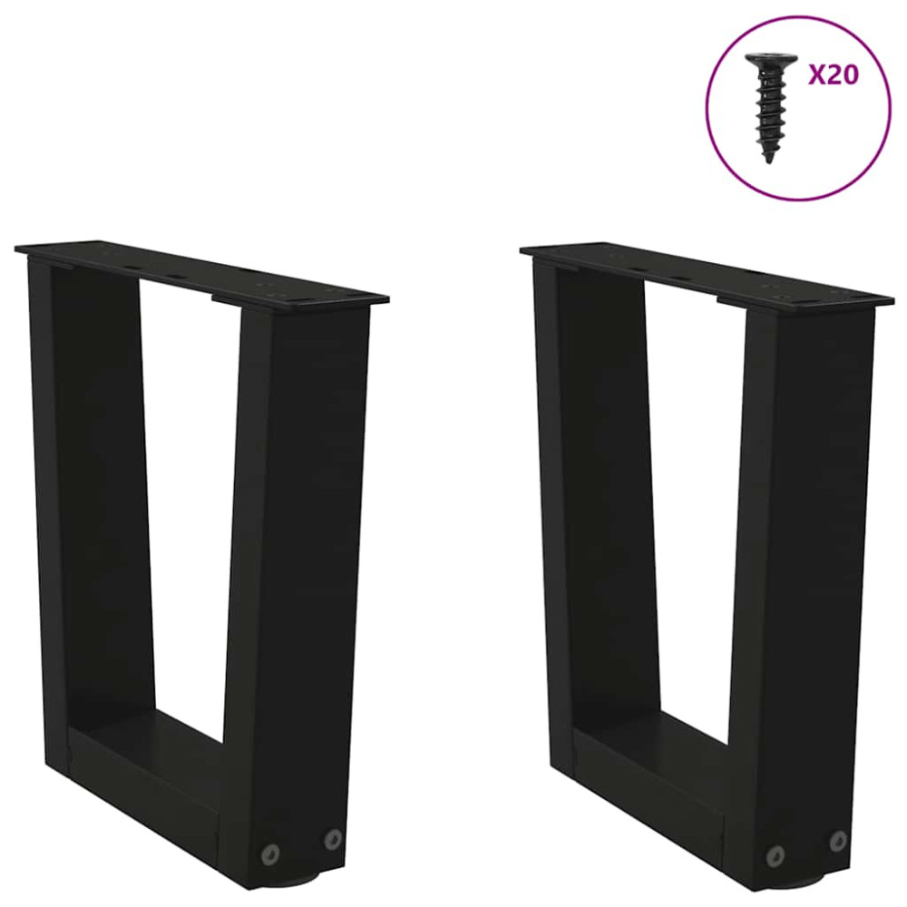 Produktbild för Soffbordsben V-formade 2 st svarta 40x(30-31,3) cm stål