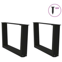 Produktbild för Soffbordsben V-formade 2 st svarta 50x(30-31,3) cm stål