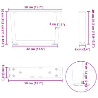 Produktbild för Soffbordsben V-formade 2 st vita 50x(30-31,3) cm stål