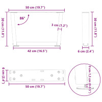 Produktbild för Soffbordsben V-formade 2 st naturstål 50x(30-31,3) cm stål