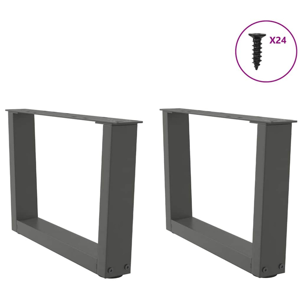 Produktbild för Soffbordsben V-formade 2 st antracit 60x(30-31,3) cm stål