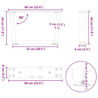 Produktbild för Soffbordsben V-formade 2 st antracit 60x(30-31,3) cm stål