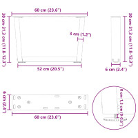 Produktbild för Soffbordsben V-formade 2 st naturstål 60x(30-31,3) cm stål