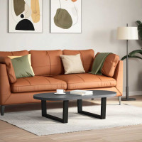 Produktbild för Soffbordsben V-formade 2 st svarta 70x(30-31,3) cm stål