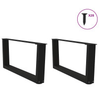 Produktbild för Soffbordsben V-formade 2 st svarta 70x(30-31,3) cm stål