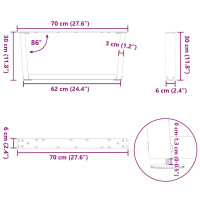 Produktbild för Soffbordsben V-formade 2 st svarta 70x(30-31,3) cm stål