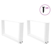 Produktbild för Soffbordsben V-formade 2 st vita 70x(30-31,3) cm stål