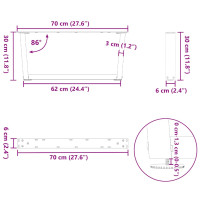 Produktbild för Soffbordsben V-formade 2 st vita 70x(30-31,3) cm stål