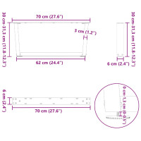 Produktbild för Soffbordsben V-formade 2 st antracit 70x(30-31,3) cm stål