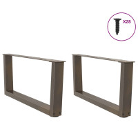 Produktbild för Soffbordsben V-formade 2 st naturstål 70x(30-31,3) cm stål