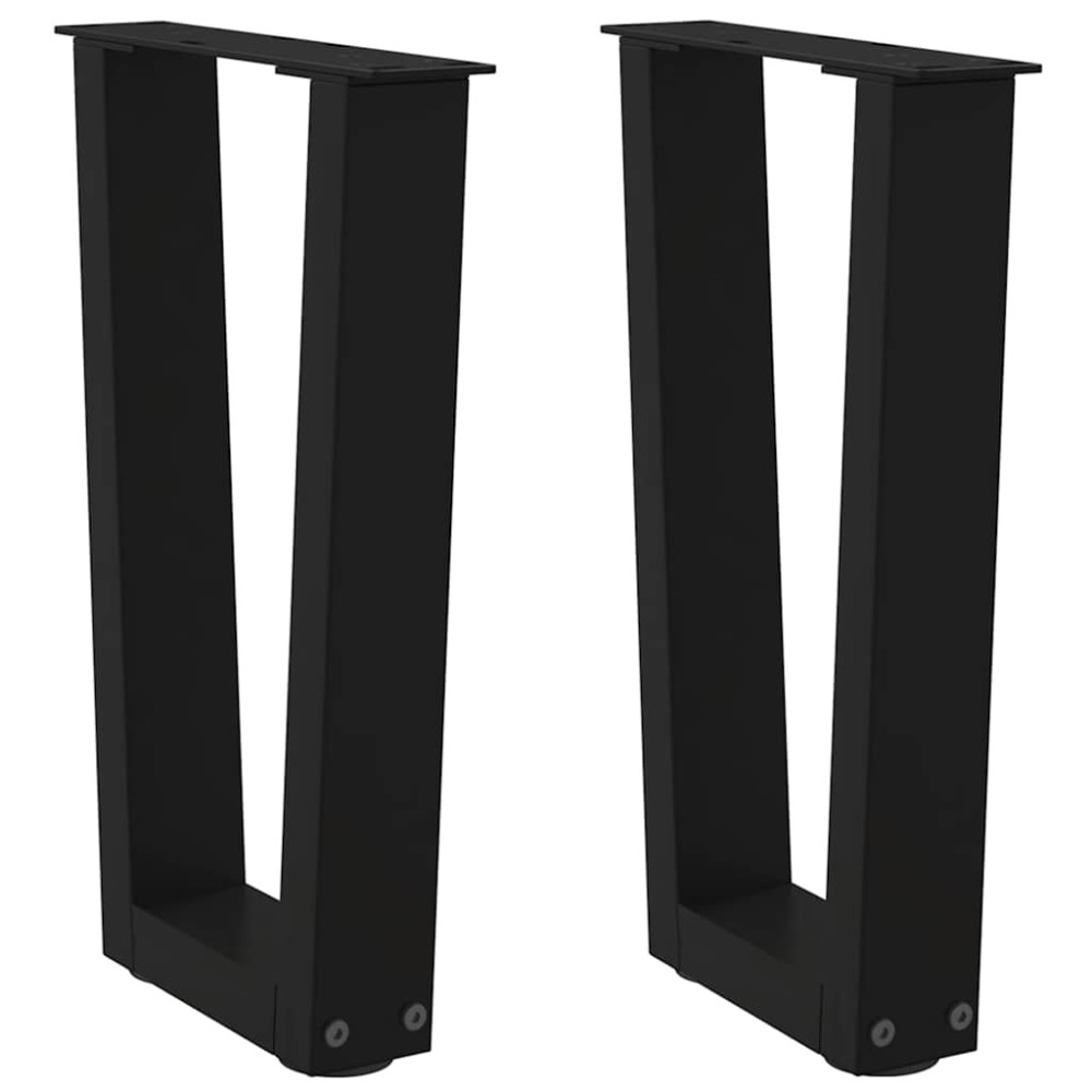 Produktbild för Soffbordsben V-formade 2 st svarta 28x(42-43,3) cm stål