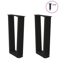 Produktbild för Soffbordsben V-formade 2 st svarta 28x(42-43,3) cm stål
