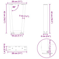 Produktbild för Soffbordsben V-formade 2 st svarta 28x(42-43,3) cm stål