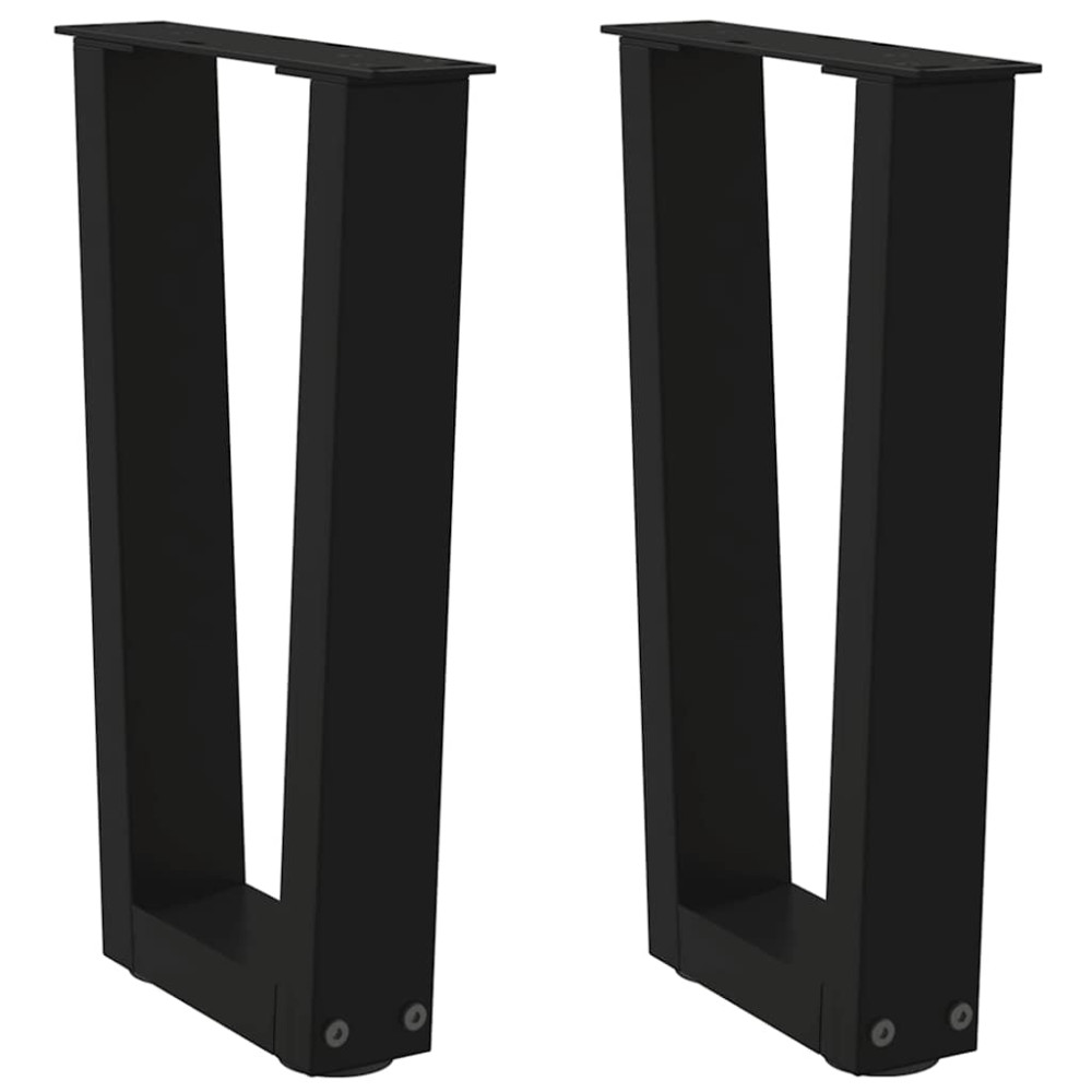 Produktbild för Soffbordsben V-formade 2 st svarta 38x(42-43,3) cm stål