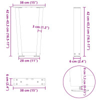 Produktbild för Soffbordsben V-formade 2 st svarta 38x(42-43,3) cm stål