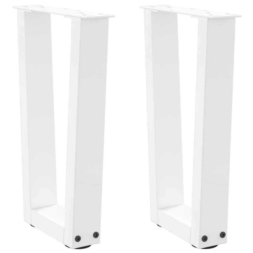 Produktbild för Soffbordsben V-formade 2 st vita 38x(42-43,3) cm stål