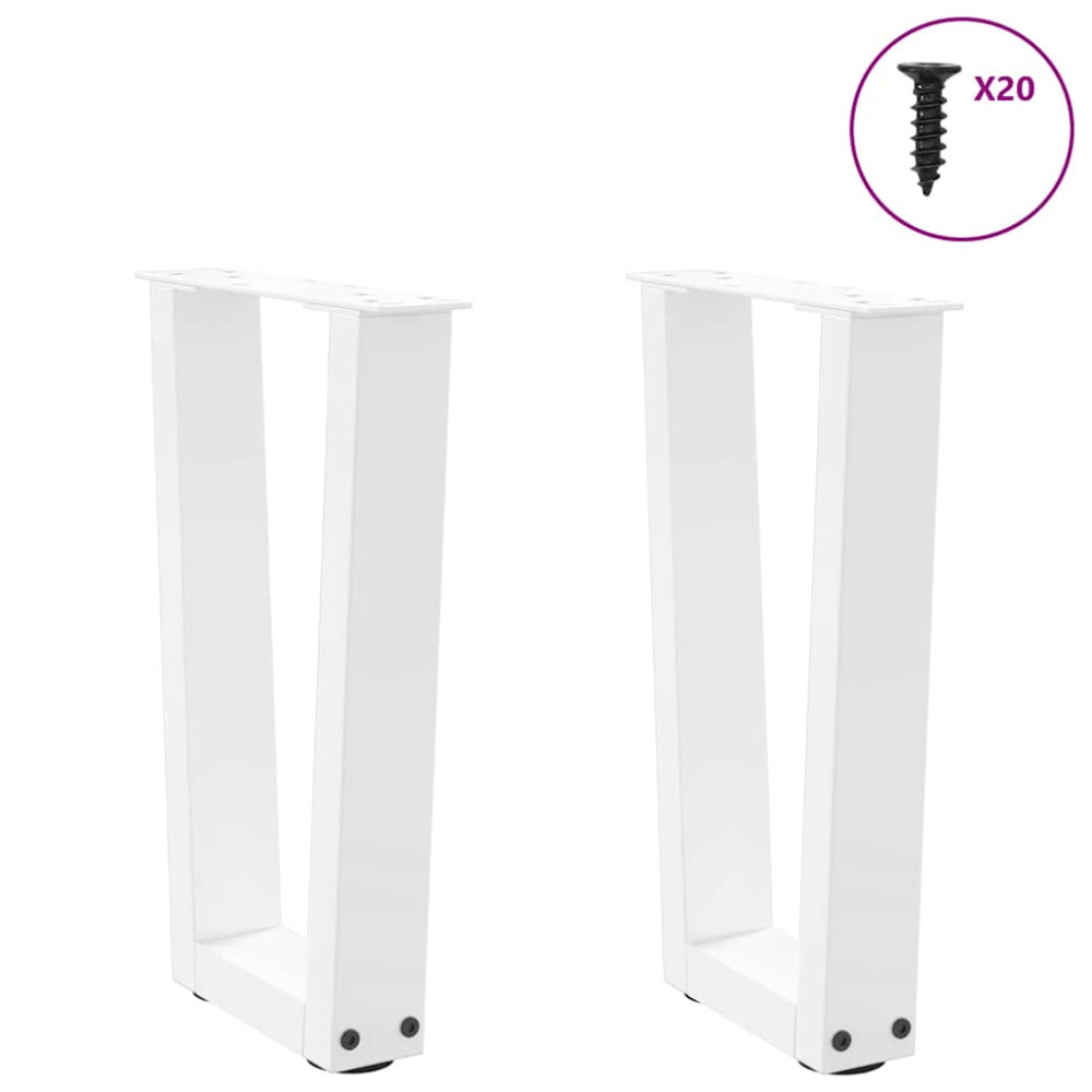 Produktbild för Soffbordsben V-formade 2 st vita 38x(42-43,3) cm stål