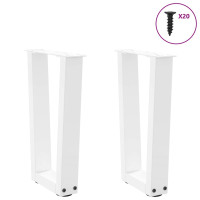 Produktbild för Soffbordsben V-formade 2 st vita 38x(42-43,3) cm stål