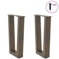 Produktbild för Soffbordsben V-formade 2 st naturstål 38x(42-43,3) cm stål