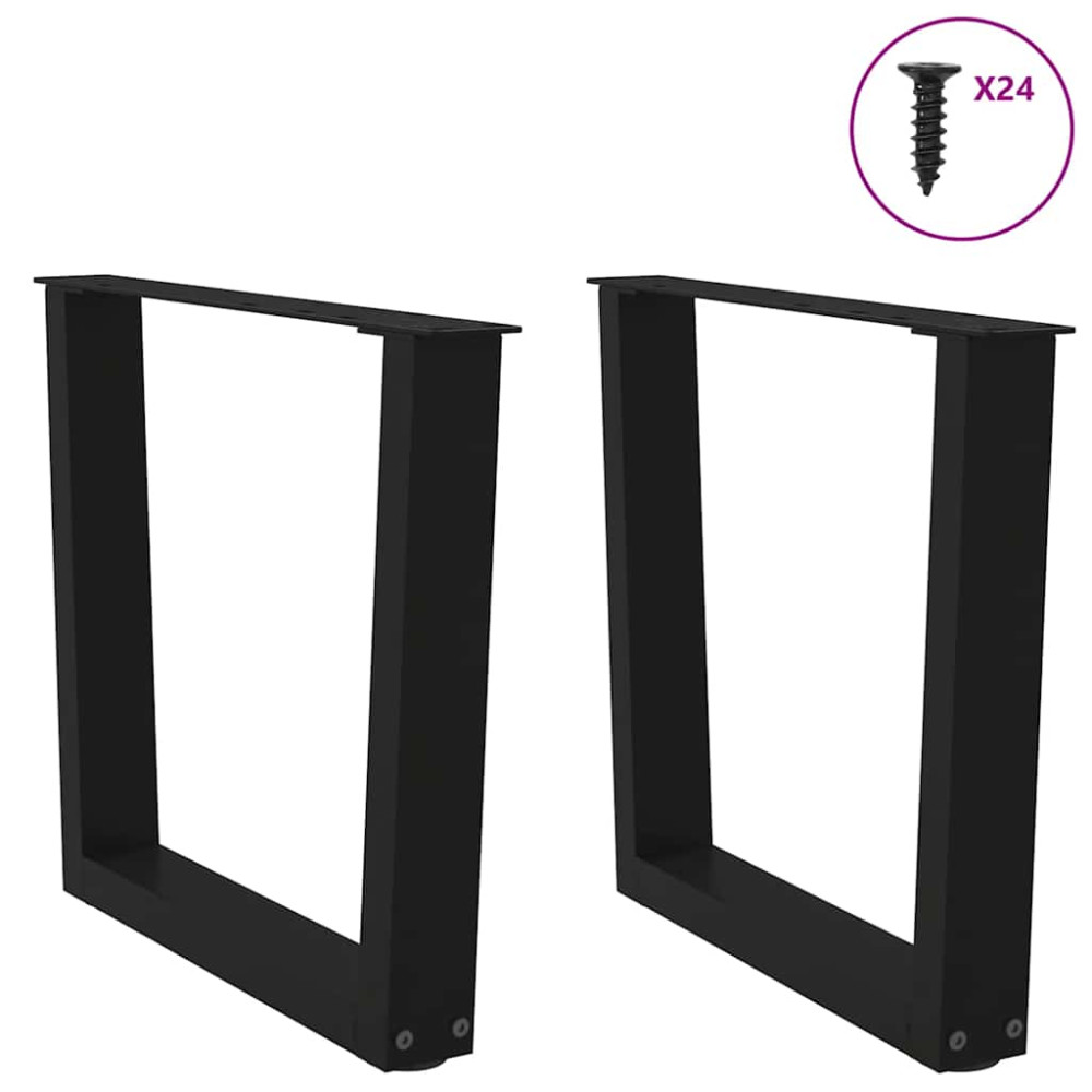 Produktbild för Soffbordsben V-formade 2 st svarta 50x(42-43,3) cm stål